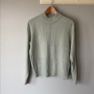 Light Blue Knit Sweater Eyelet Chevron Detail Minimalist Size M